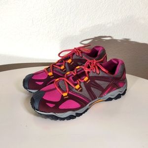 Merrell Magenta Wine & Gray Performance Lace Up Hiker Shoes Women's Size 8.5